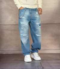 JEANS STRAIGHT DESTROYED CON ROTTURE - BERNA - ART. 25100130 - COL. DENIM