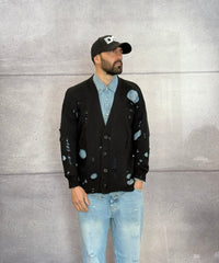 CARDIGAN BUCHI SMAGLIATURE - BERNA - ART. 2510291 - COL. NERO