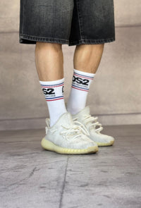 CALZE SPUGNA C/FASCE E C/LOGO - DS2 - ART. SS25C03 - COL. BIANCO