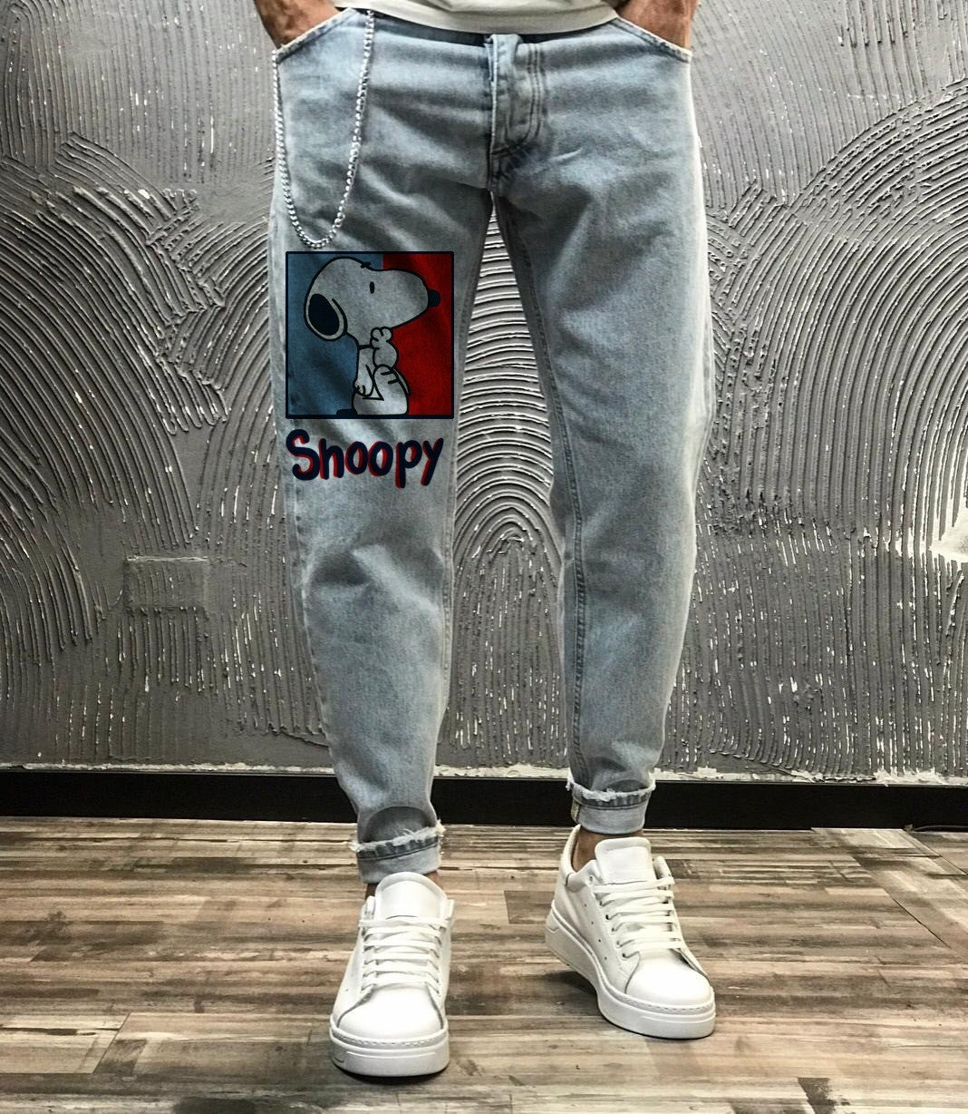 JEANS - HAMEN - DIPINTO A MANO -  ART. SNOOPY 10