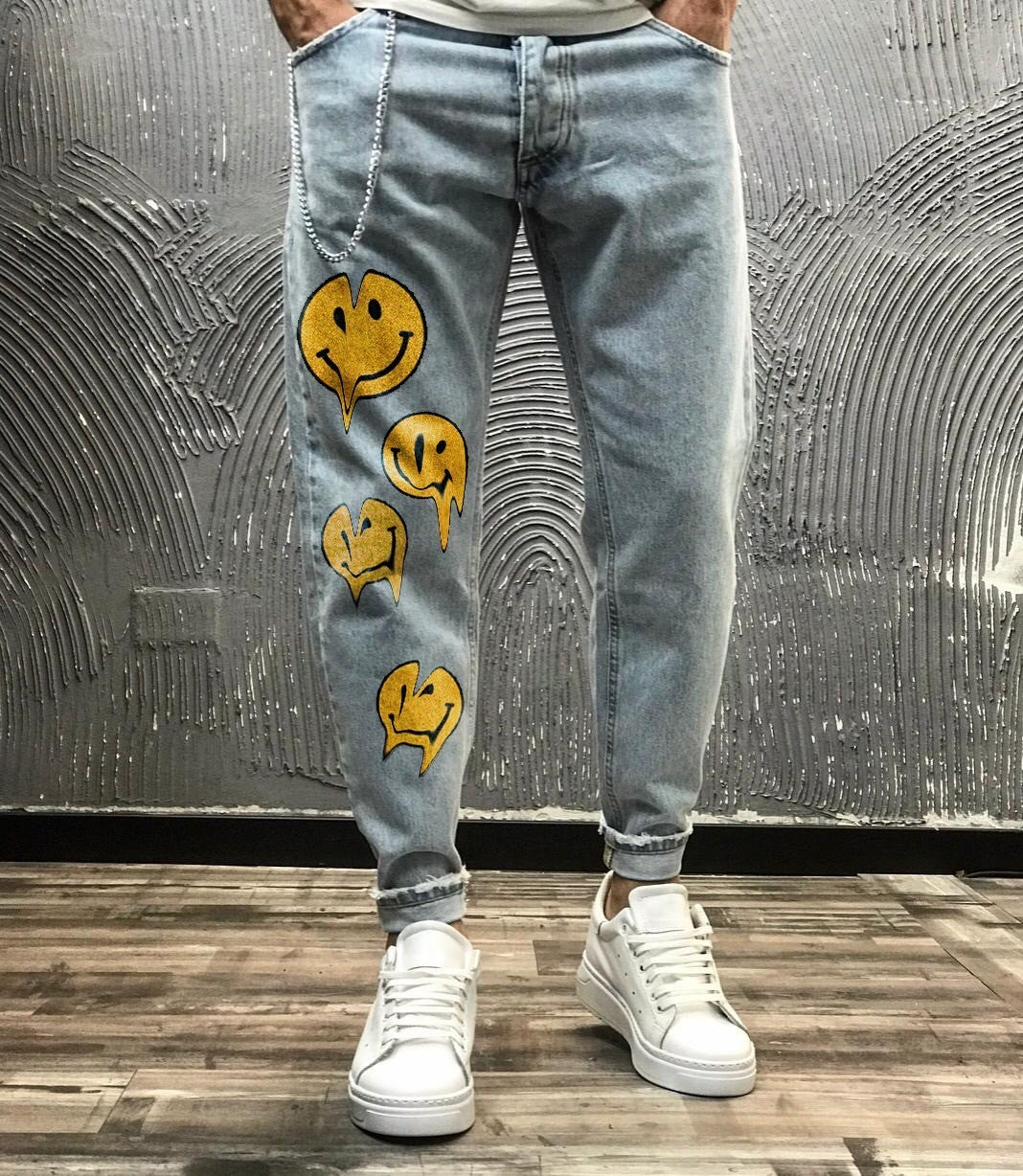 JEANS - HAMEN - DIPINTO A MANO -  ART. SMILE 10