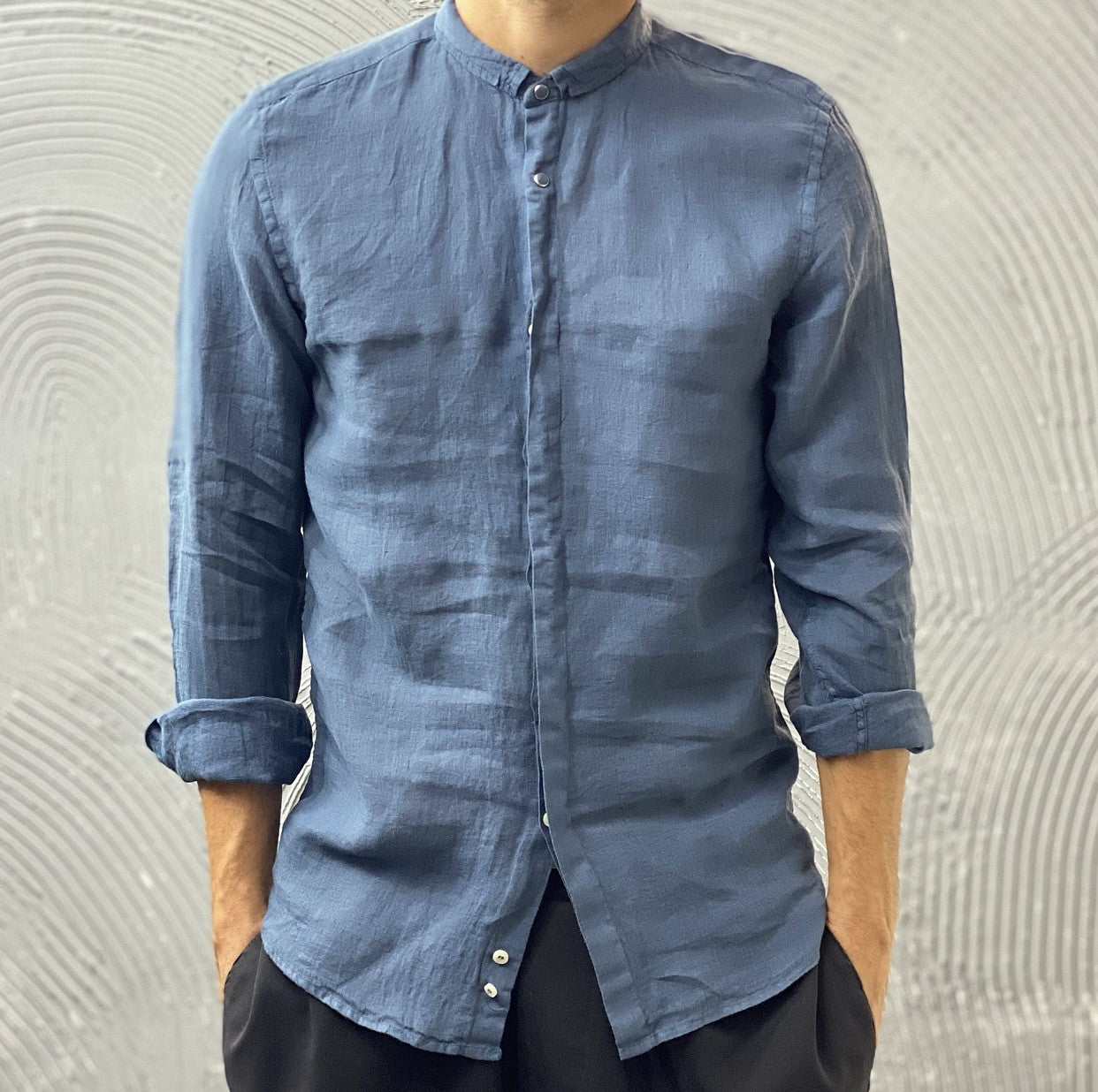 CAMICIA COLLETTO IN LINO - BL.11 - ART. 212024420 - COL. DENIM