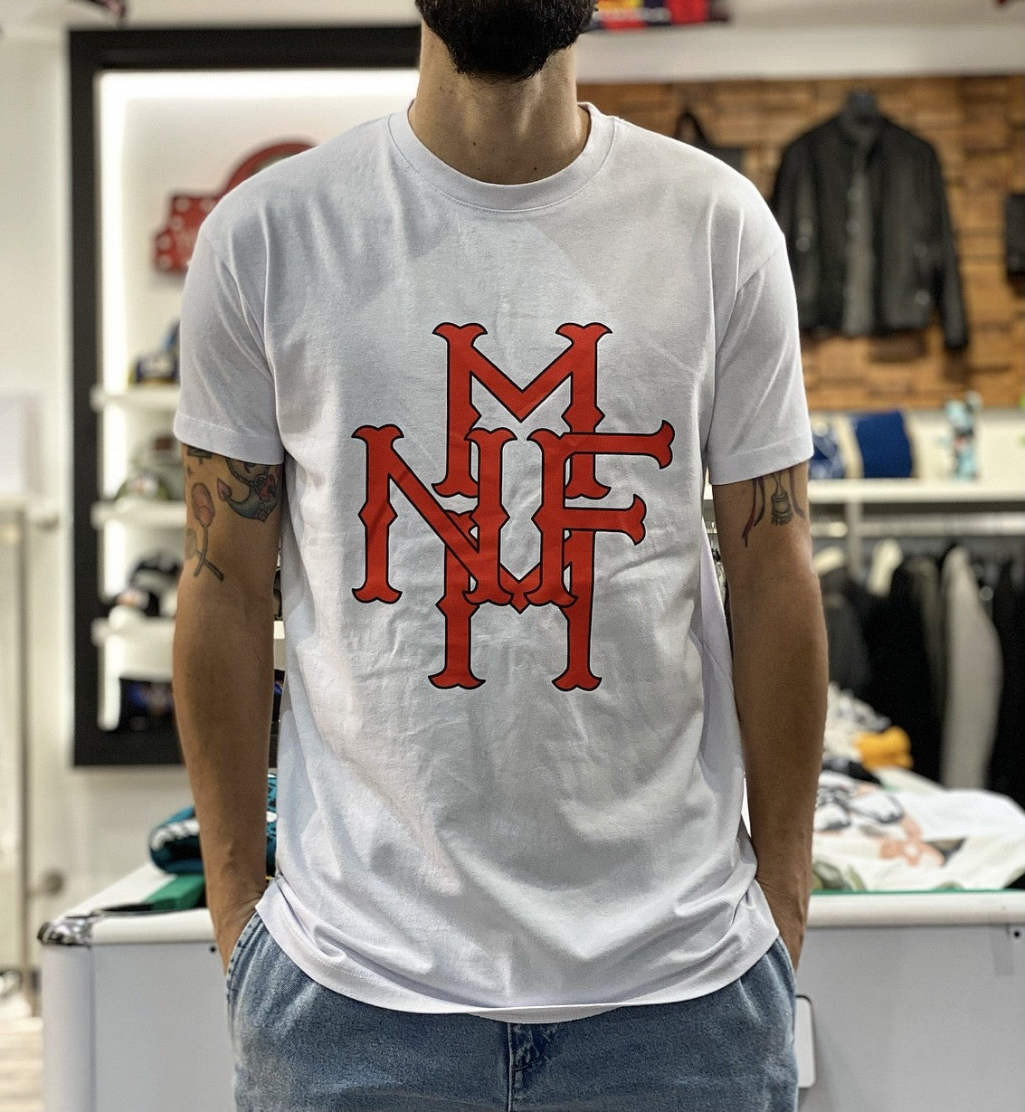 T-SHIRT STAMPA MMNF - MAKE MONEY NOT FRIENDS - *ART. MU210013 - COL. BIANCO