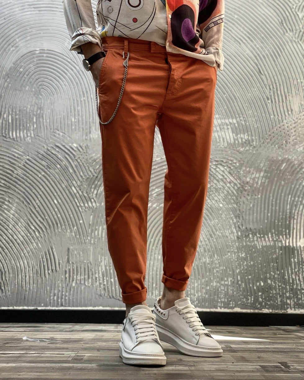 PANTALONE CHINOS BASICO RASO - BL11 - ART. LOIS19 - COL. ARANCIO