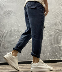 PANTALONE IN LINO - BL.11 - ART. PANTLINO78 - COL. BLU NAVY (LINO8) (LINO0001) (LINO57)