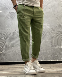 PANTALONE MISTO LINO - BERNA - ART. 2203246 - COL. VERDE