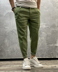 PANTALONE MISTO LINO - BERNA - ART. 2203246 - COL. VERDE