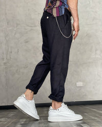 PANTALONE LINO - BL.11 - ART. STEWIE0001 - COL. NERO