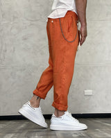 PANTALONE LINO - BL.11 - ART. STEWIE19 - COL. ARANCIONE