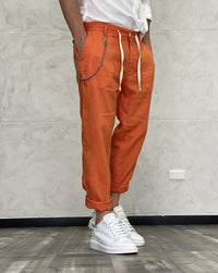 PANTALONE LINO - BL.11 - ART. STEWIE19 - COL. ARANCIONE