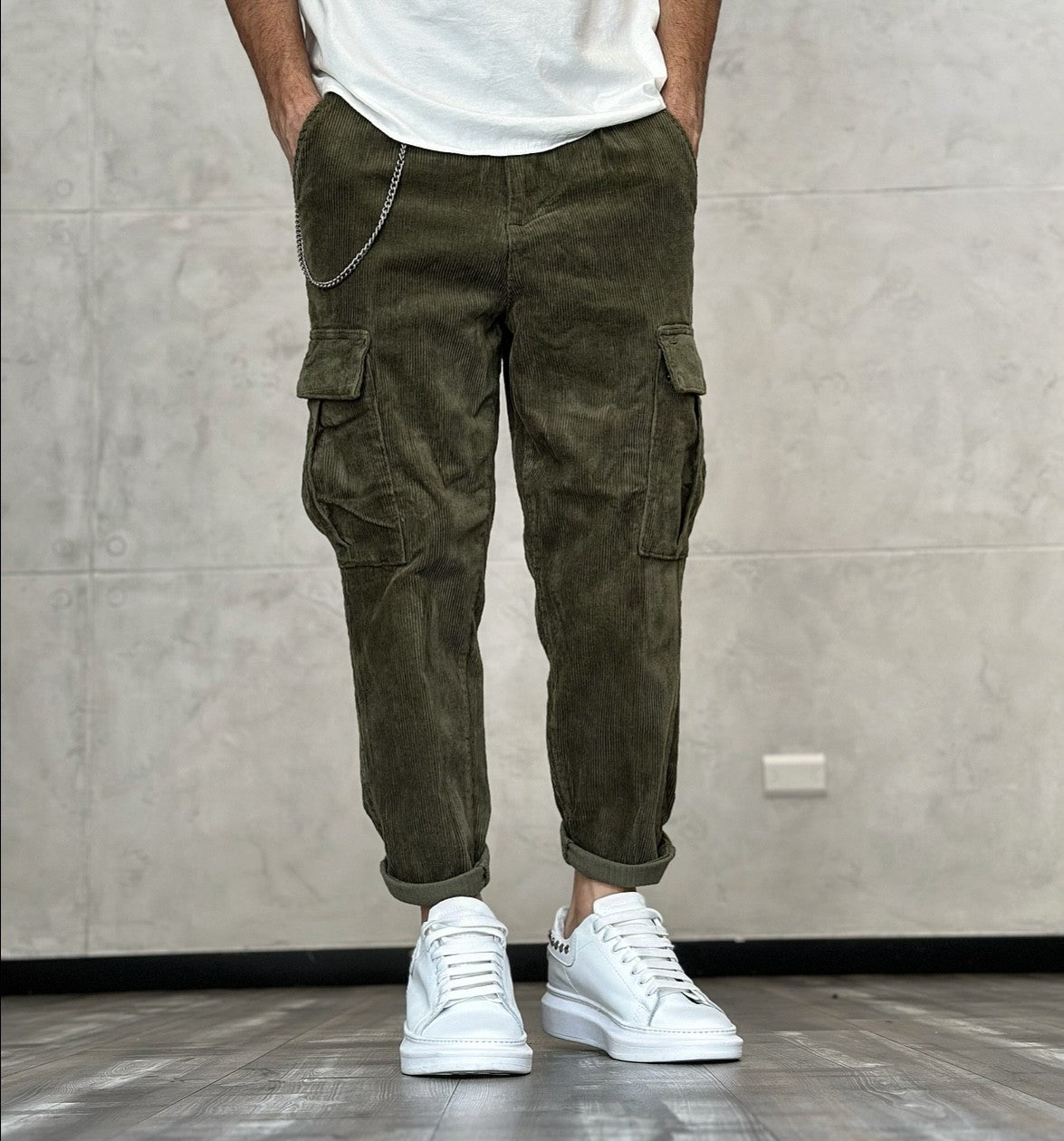 PANTALONE CARGO TASCONATO VELLUTO - ONLY&SONS - ART. 22023472 - COL. OLIVE NIGHT