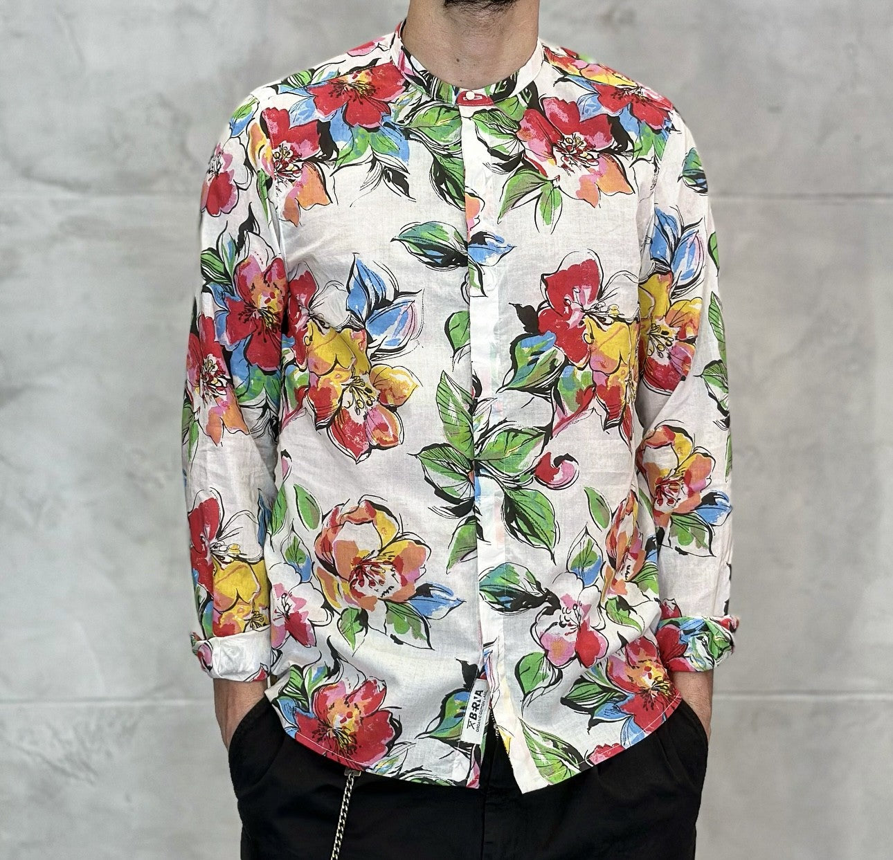 CAMICIA COREANA FIORI - BERNA - *ART. 23024330 - COL. BIANCO