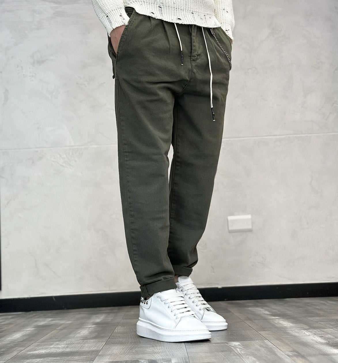 PANTALONE LACCI CROPPED - BL.11 - *ART. BL220157 - COL. MILITARE