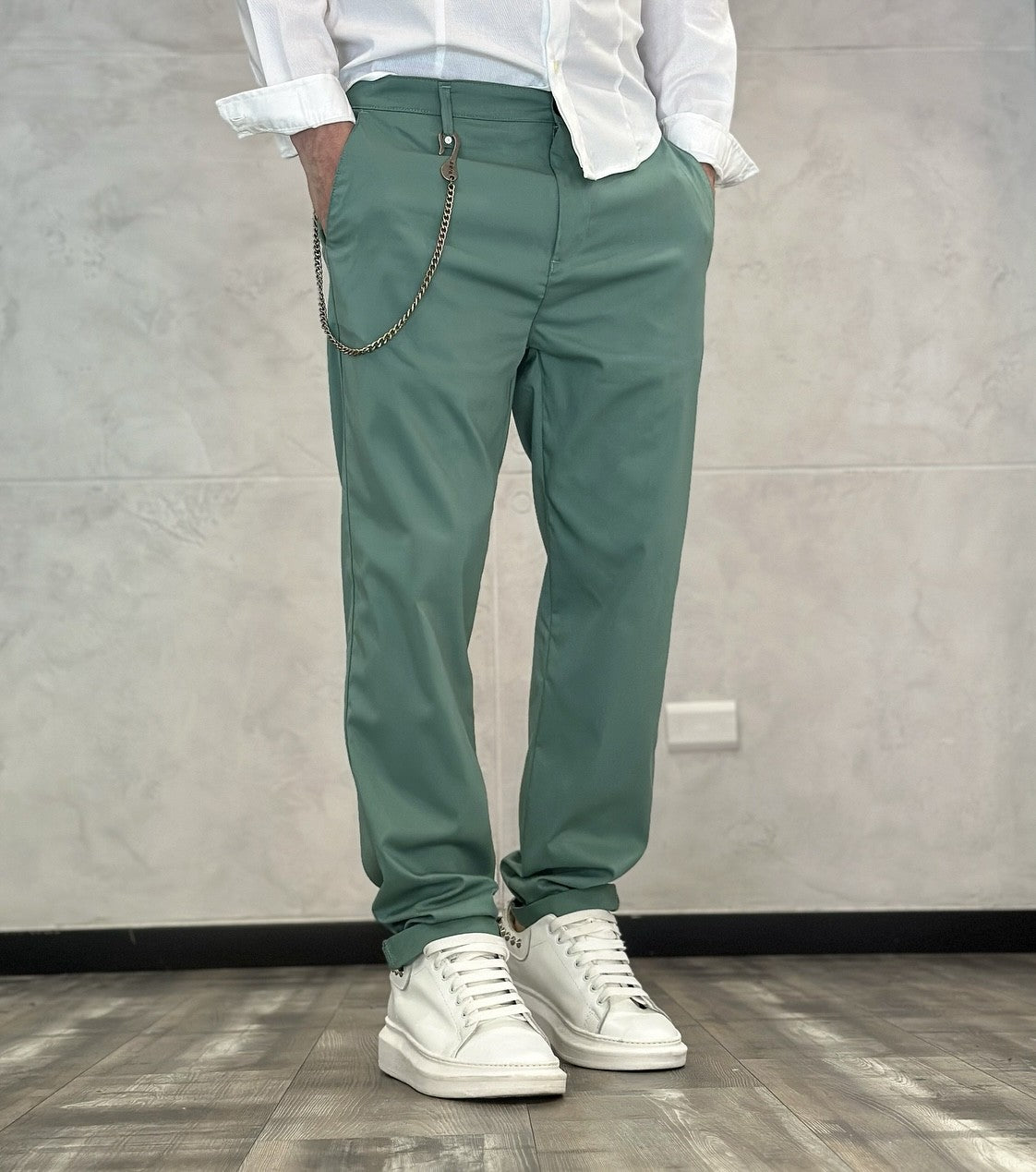 PANTALONE CHINOS STRETCH - BL.11 - ART. BL230679 - COL. VERDE ACQUA