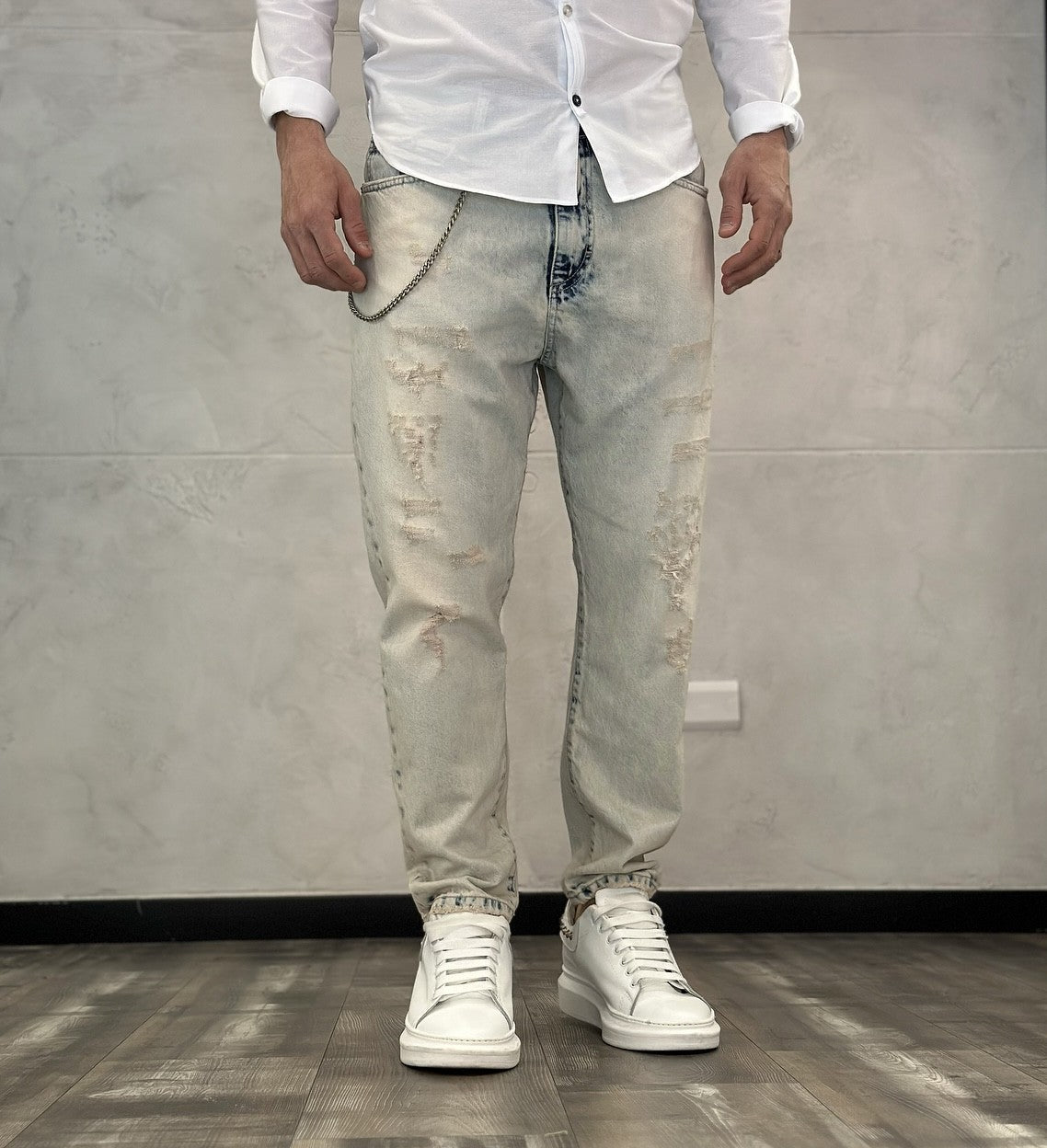 JEANS CARROT ROTTURE - BERNA - ART. 23012530 - COL. DENIM CHIARO