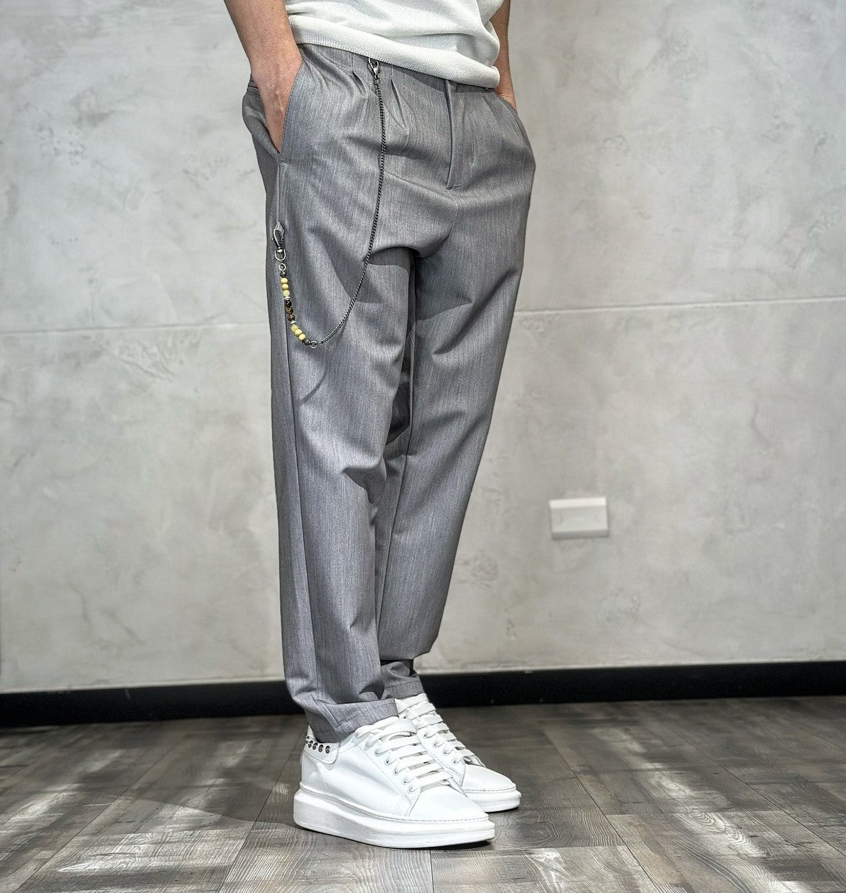 PANTALONE CON CATENELLA - IMPERIAL - ART. PB51FDR - COL. GRIGIO MELANGE