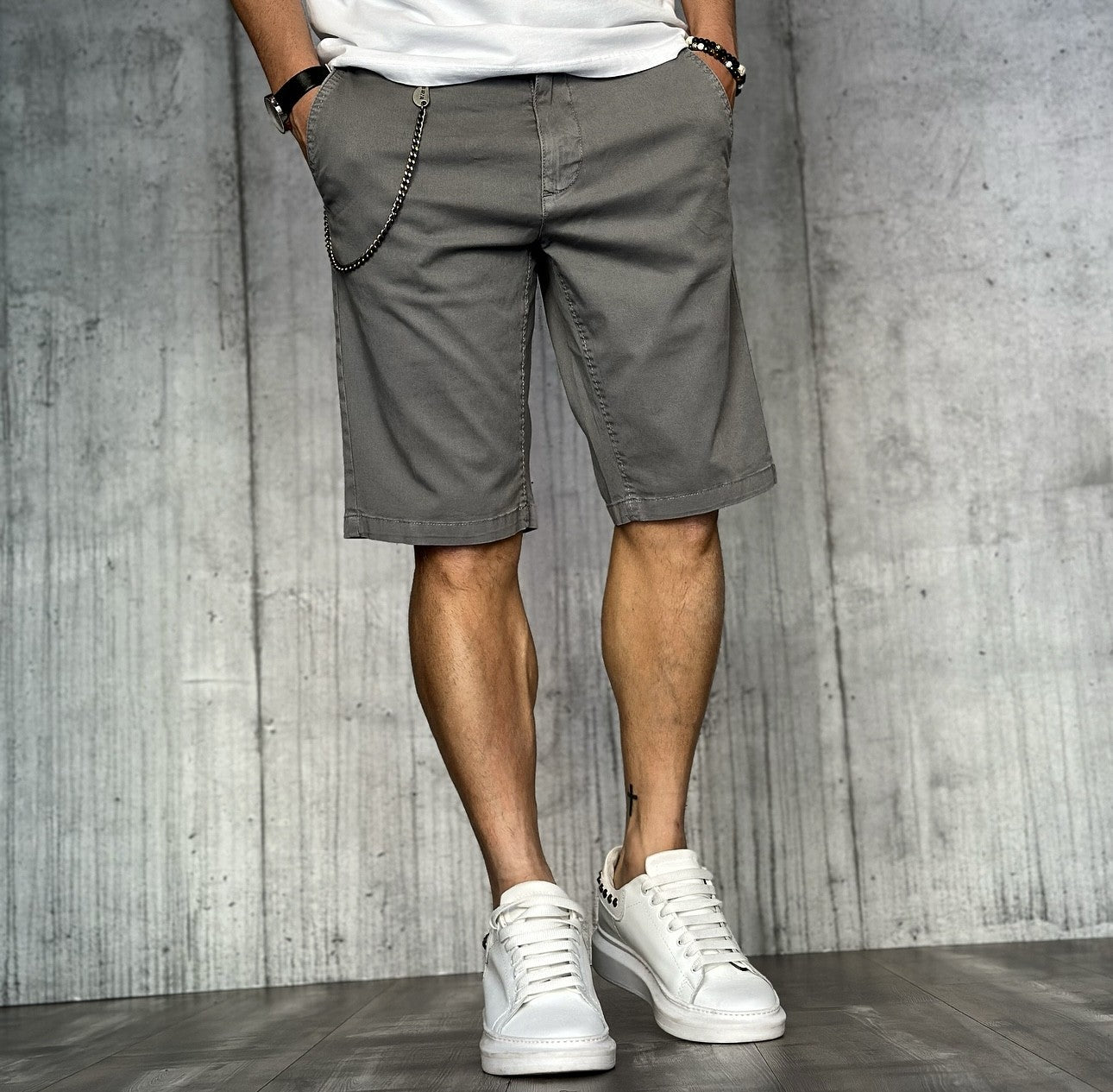 BERMUDA CHINOS SLIM - BL.11 - ART. PANTELLERIA14 - COL. GRIGIO