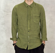 CAMICIA LINO COLLETTO - BERNA - ART. 2303106 - COL. VERDE