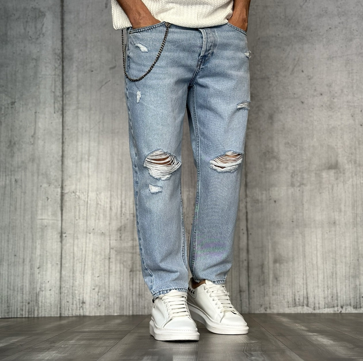 JEANS STRAPPI CROPPED - ONLY&SONS - ART. 22026528 - COL. LIGHT BLUE BLEACHED DENIM