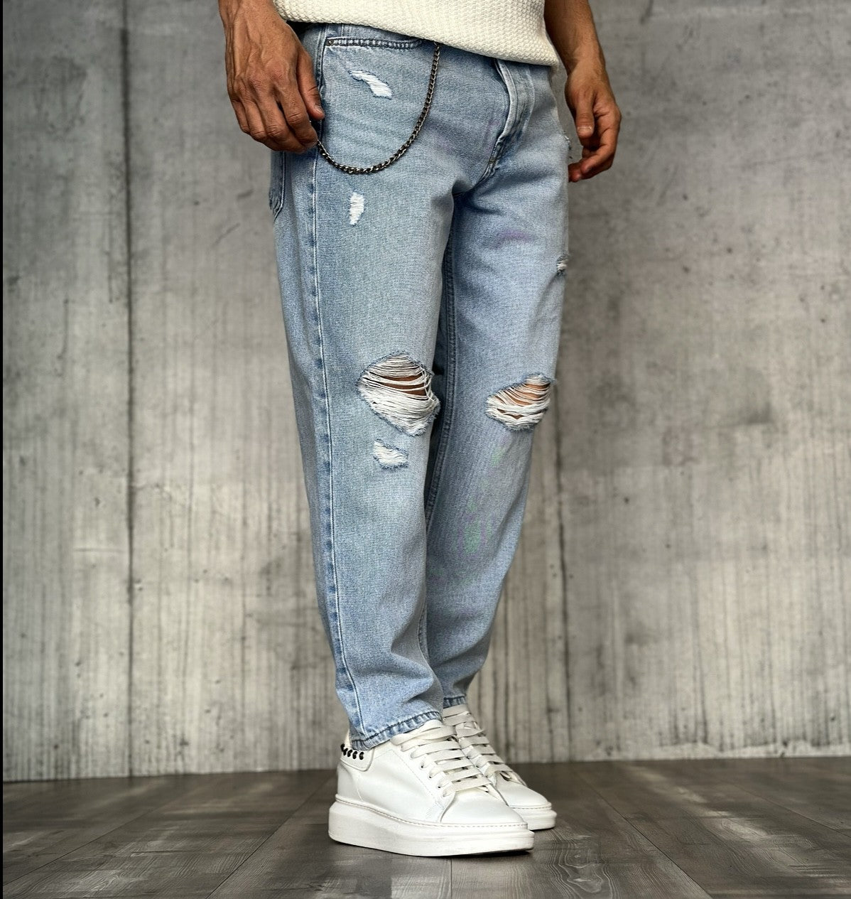 JEANS STRAPPI CROPPED - ONLY&SONS - ART. 22026528 - COL. LIGHT BLUE BLEACHED DENIM