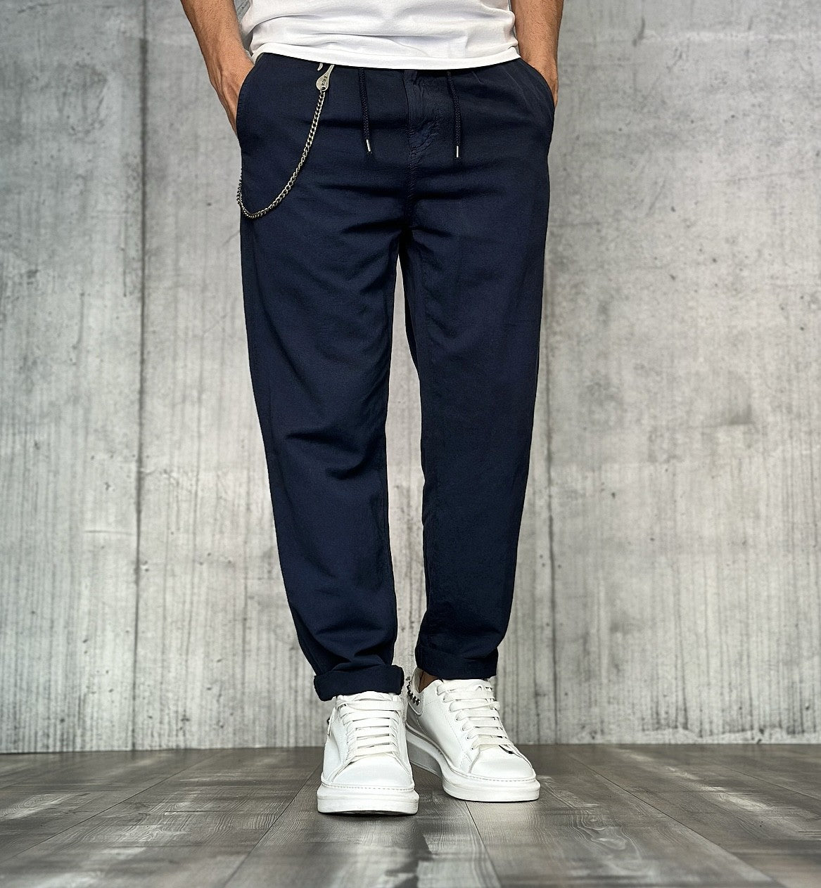 PANTALONE COT / LINO - BL.11 - ART. NUOTO78 - COL. BLU NAVY