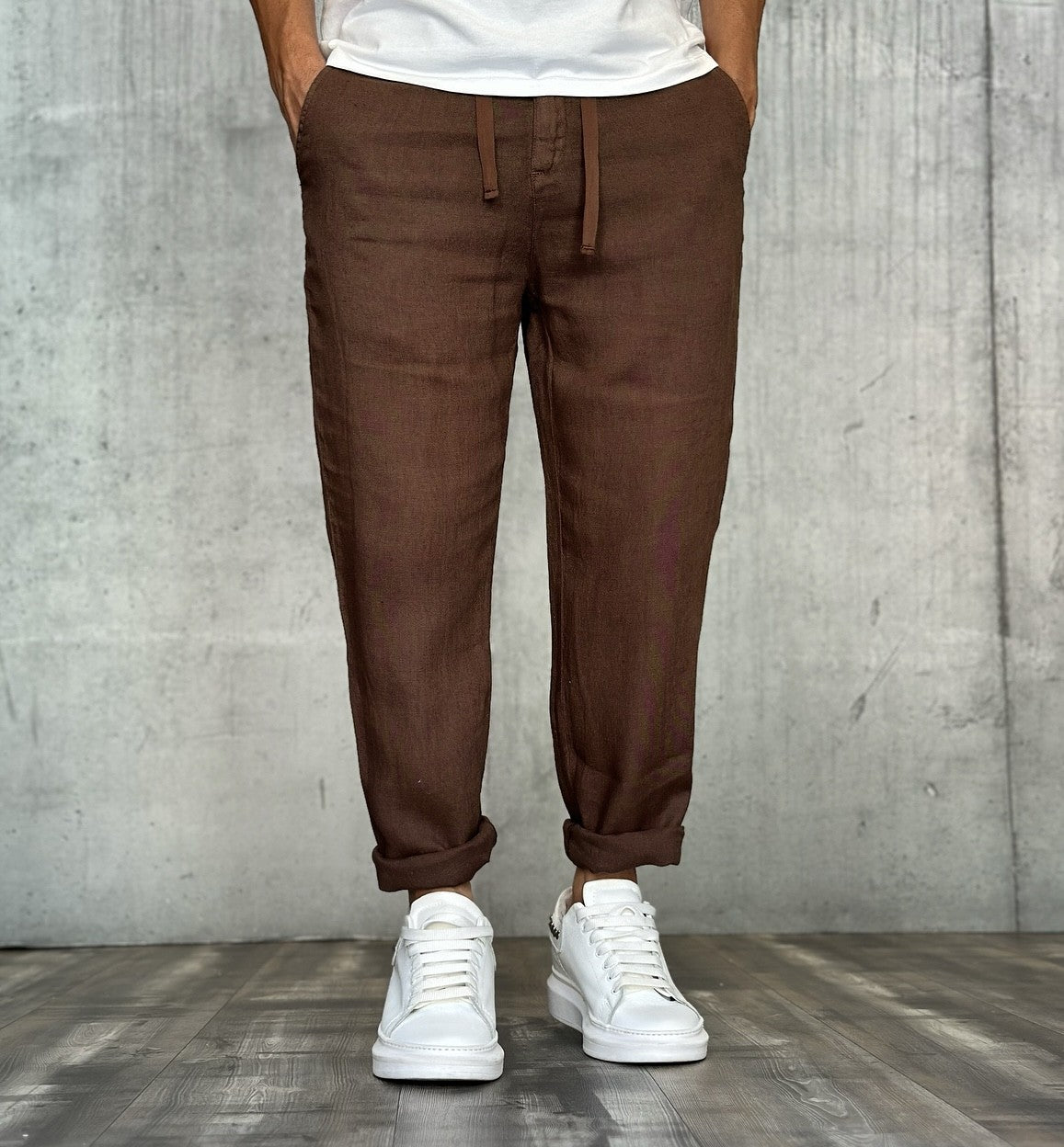 PANTALACCIO LINO - BL.11 - *ART. GASTONE109 - COL. BRUCIATO