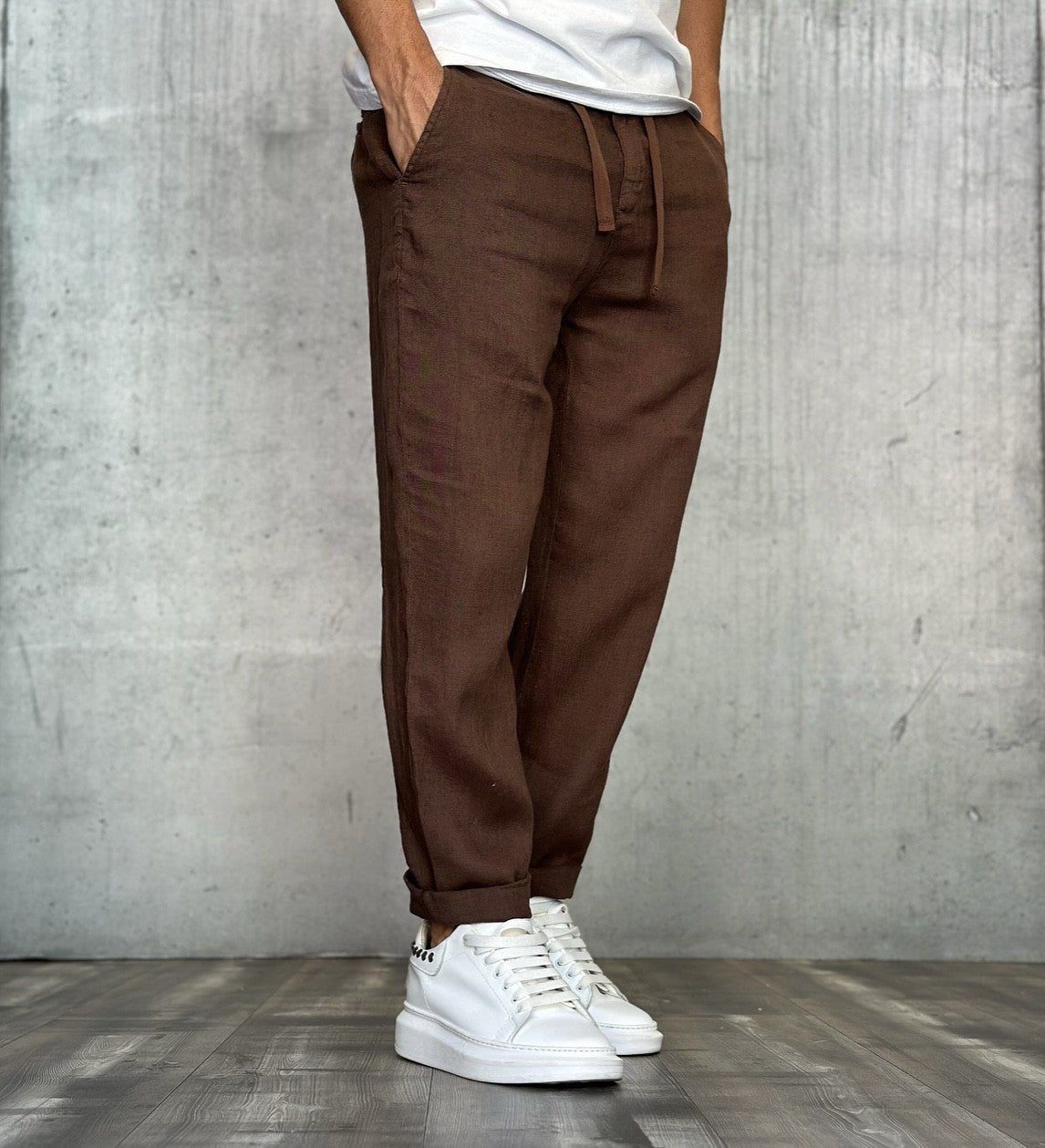 PANTALACCIO LINO - BL.11 - *ART. GASTONE109 - COL. BRUCIATO