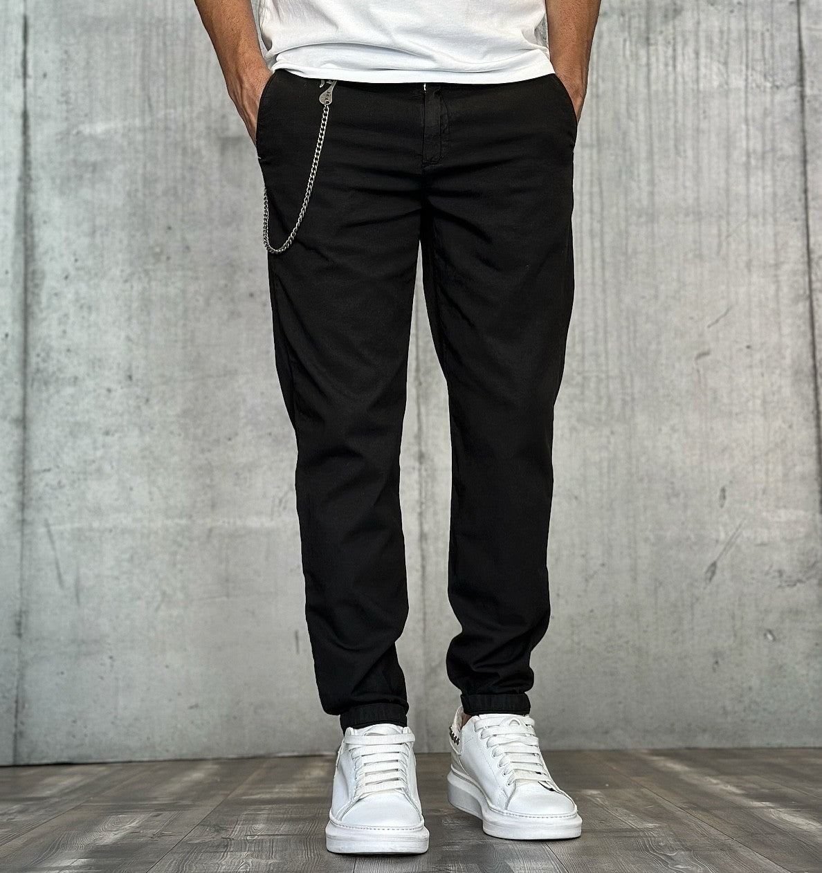 PANTALONE CHINOS REGULAR MISTO LINO - BERNA - *ART. 2302151 - COL. NERO