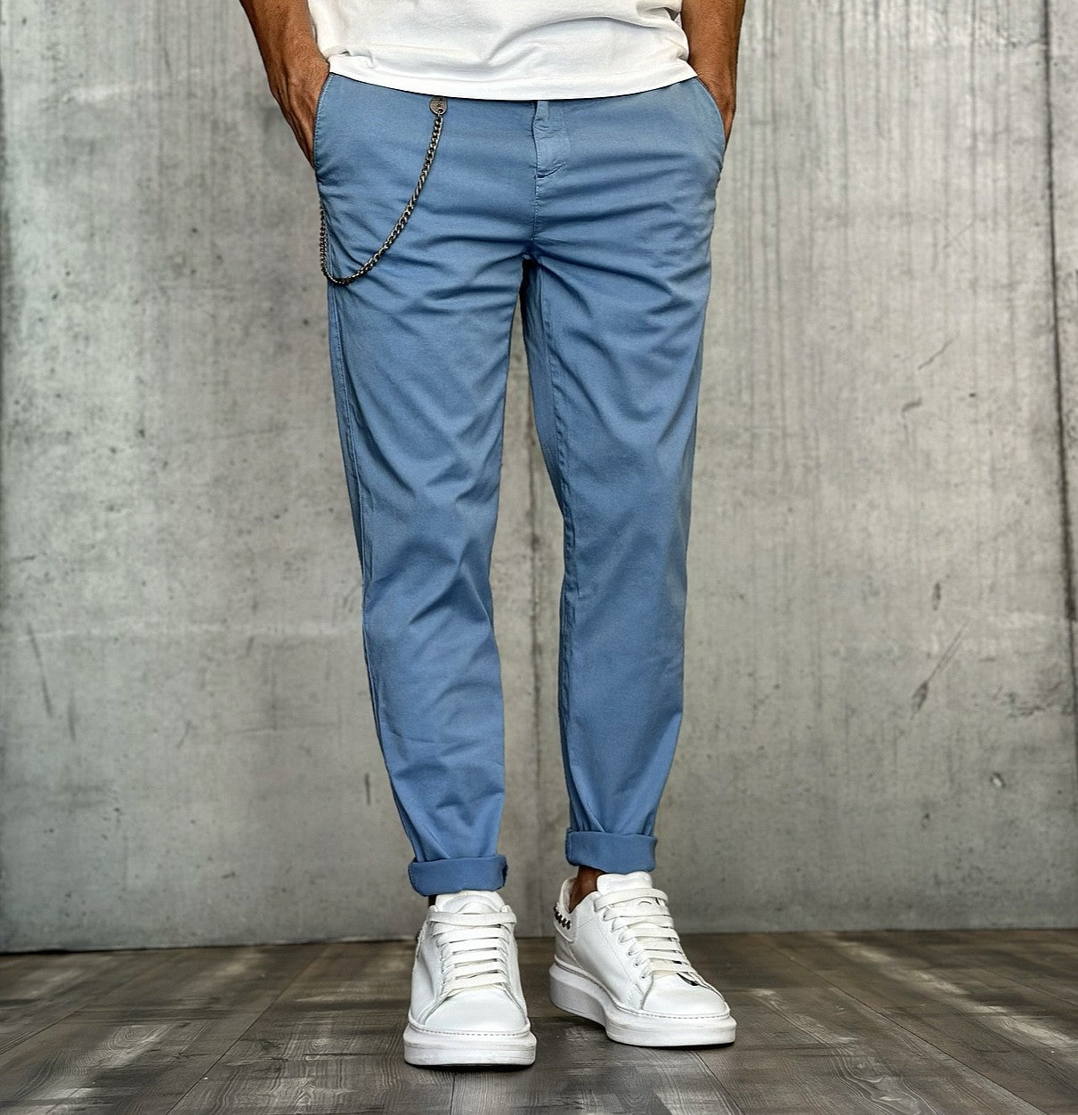 PANTALONE CHINOS BASICO - BL.11 - *ART. PAPERINO89 - COL. CELESTE