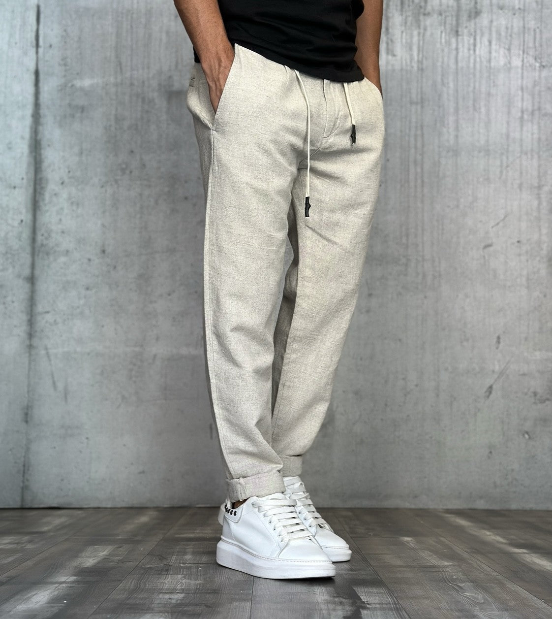 PANTALONE COUL. COT/LINO - BL.11 - *ART. BL23308 - COL. BEIGE