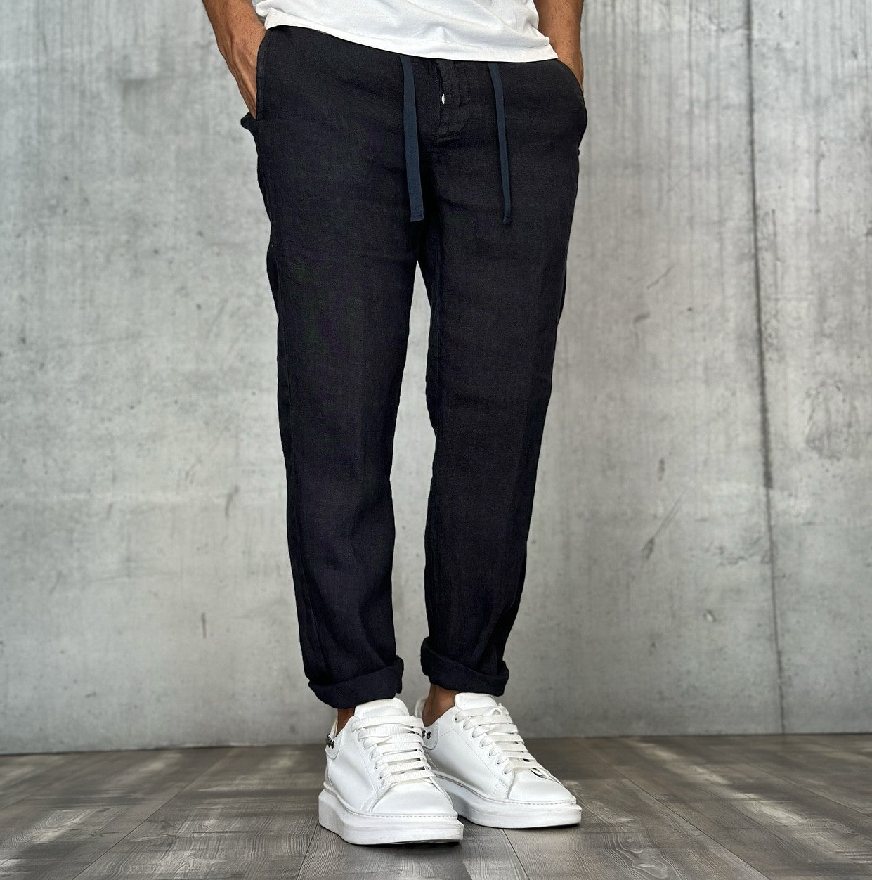 PANTALACCIO LINO - BL.11 - *ART. NATCHDAVID78 - COL. BLU NAVY