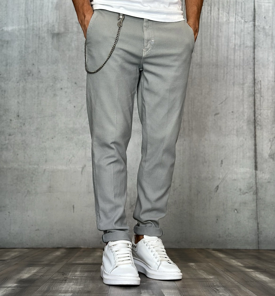 PANTALONE CHINOS SLIM - BERNA - *ART. 23015627 - COL. GHIACCIO