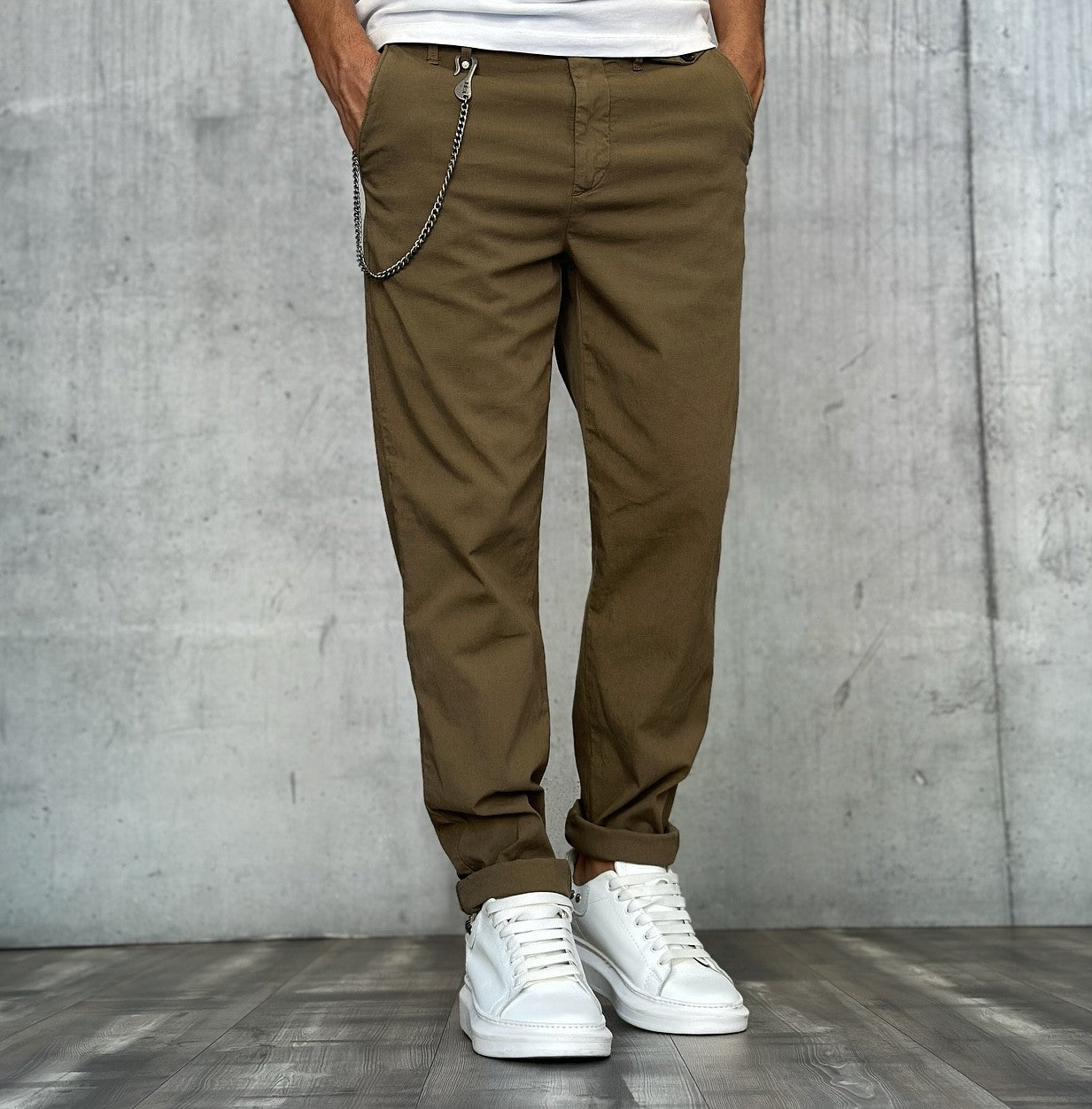 PANTALONE CHINOS REGULAR MISTO LINO - BL.11 - *ART. BASSOTTI56 - COL. TABACCO