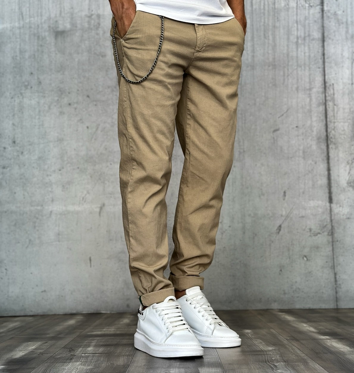 PANTALONE CHINOS REGULAR MISTO LINO - BERNA - *ART. 230215245 - COL. COLONIALE