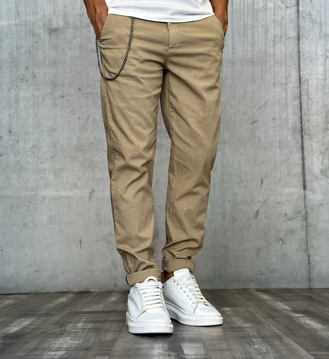 PANTALONE CHINOS REGULAR MISTO LINO - BERNA - *ART. 230215245 - COL. COLONIALE