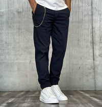 PANTALONE CHINOS REGULAR MISTO LINO - BERNA - *ART. 23021578 - COL. NAVY