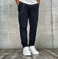 PANTALONE CHINOS REGULAR MISTO LINO - BERNA - *ART. 23021578 - COL. NAVY