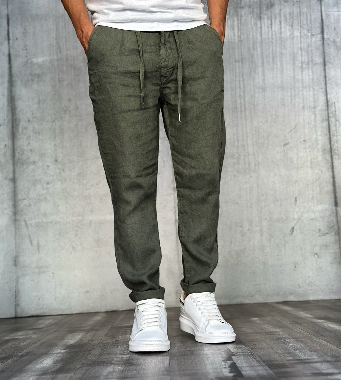 PANTALONE LINO - BL.11 - *ART. 2318250 - COL. ARMY