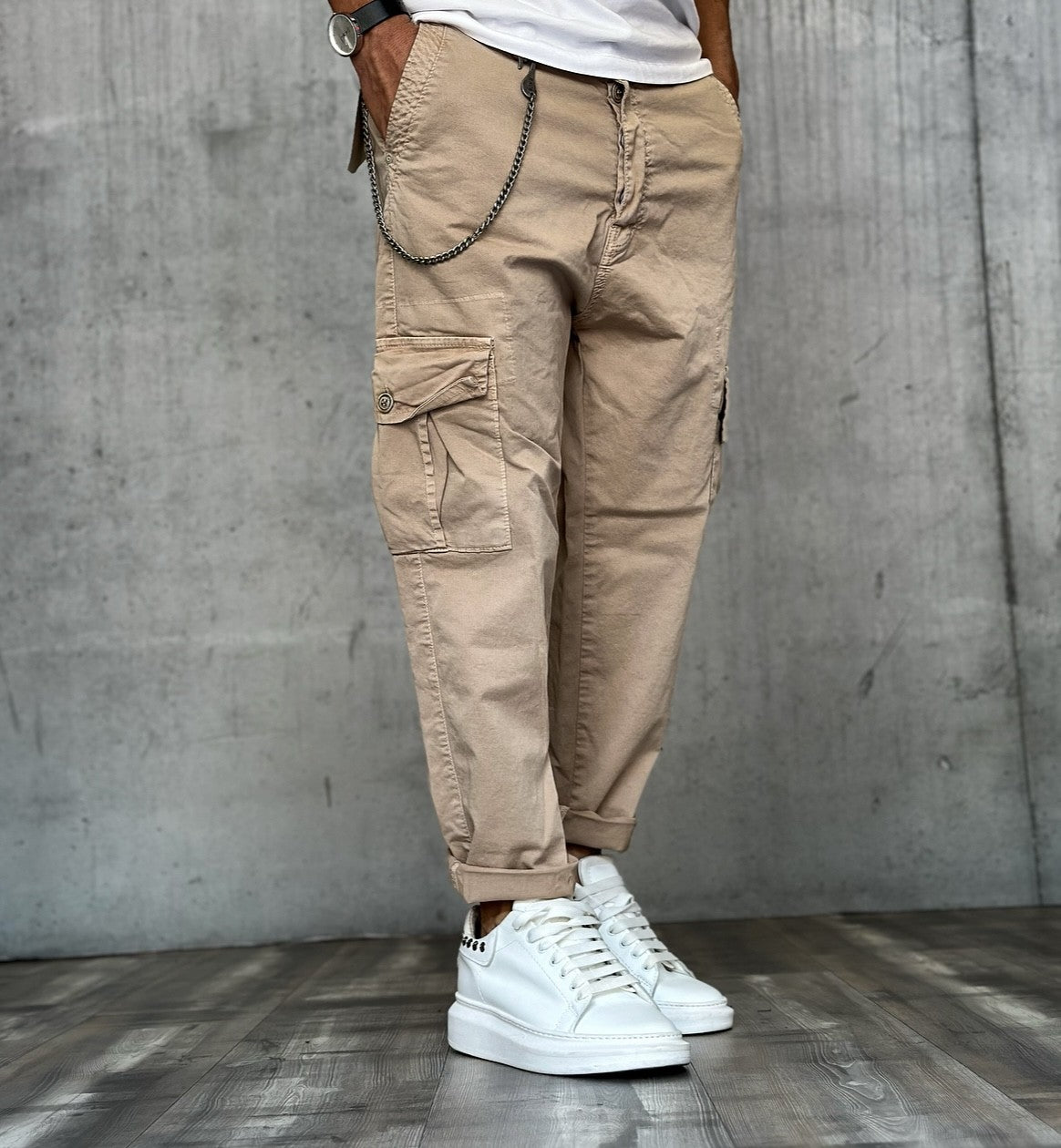 PANTALONE TASCONATO CARGO CROPPED - BL.11 - *ART. ALTEDO8 - COL. BEIGE