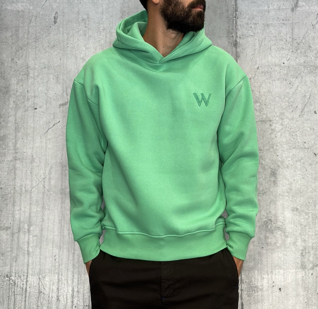 FELPA ESSENTIAL SWEAT CON CAPPUCCIO - WHY NOT BRAND - ART. FL12 - COL. VERDE