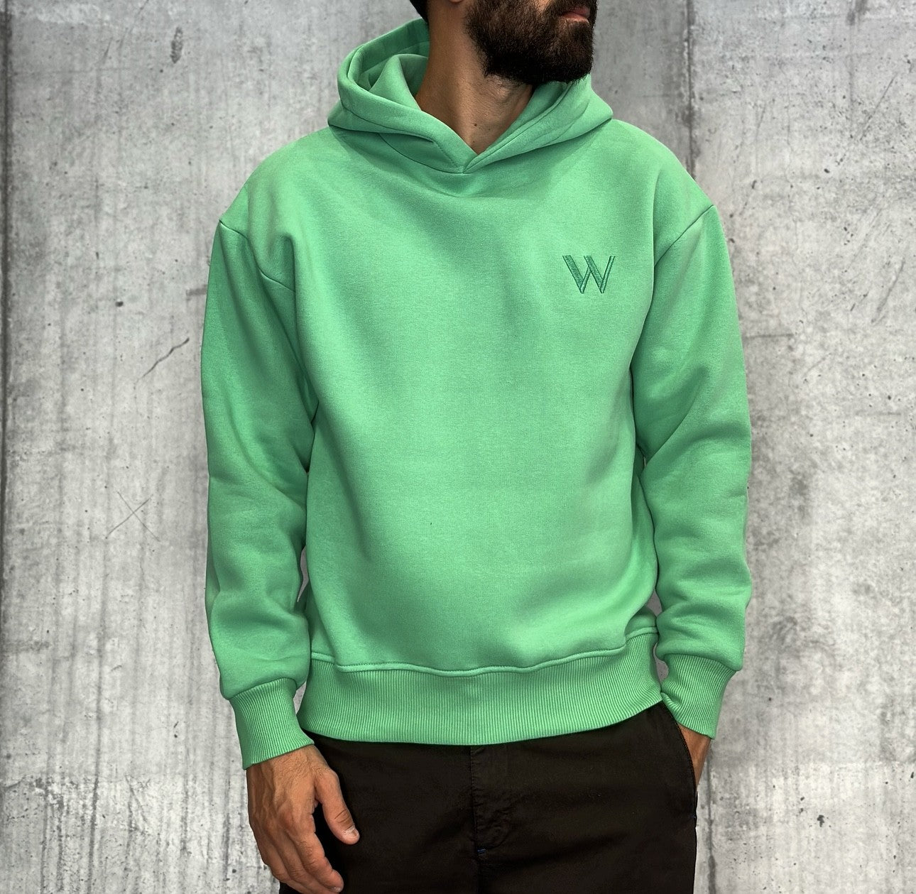 FELPA ESSENTIAL SWEAT CON CAPPUCCIO - WHY NOT BRAND - ART. FL12 - COL. VERDE