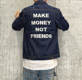 GIUBBINO DI JEANS CON RICAMI - MAKE MONEY NOT FRIENDS - *ART. MU210014 - COL. DENIM