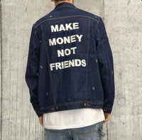 GIUBBINO DI JEANS CON RICAMI - MAKE MONEY NOT FRIENDS - *ART. MU210014 - COL. DENIM