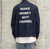 GIUBBINO DI JEANS CON RICAMI - MAKE MONEY NOT FRIENDS - *ART. MU210014 - COL. DENIM