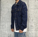 GIUBBINO DI JEANS CON RICAMI - MAKE MONEY NOT FRIENDS - *ART. MU210014 - COL. DENIM