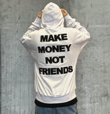 FELPA CON CAPPUCCIO + PATCH - MAKE MONEY NOT FRIENDS - *ART. MU210012 - COL. BIANCO