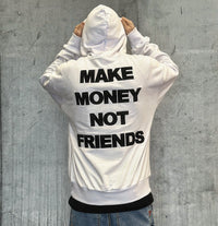 FELPA CON CAPPUCCIO + PATCH - MAKE MONEY NOT FRIENDS - *ART. MU210012 - COL. BIANCO