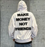 FELPA CON CAPPUCCIO + PATCH - MAKE MONEY NOT FRIENDS - *ART. MU210012 - COL. BIANCO