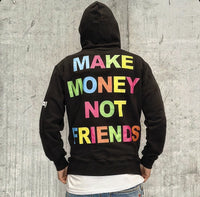 FELPA CON CAPPUCCIO + PATCH ST. FIORI - MAKE MONEY NOT FRIENDS - *ART. MU3001 - COL. NERO