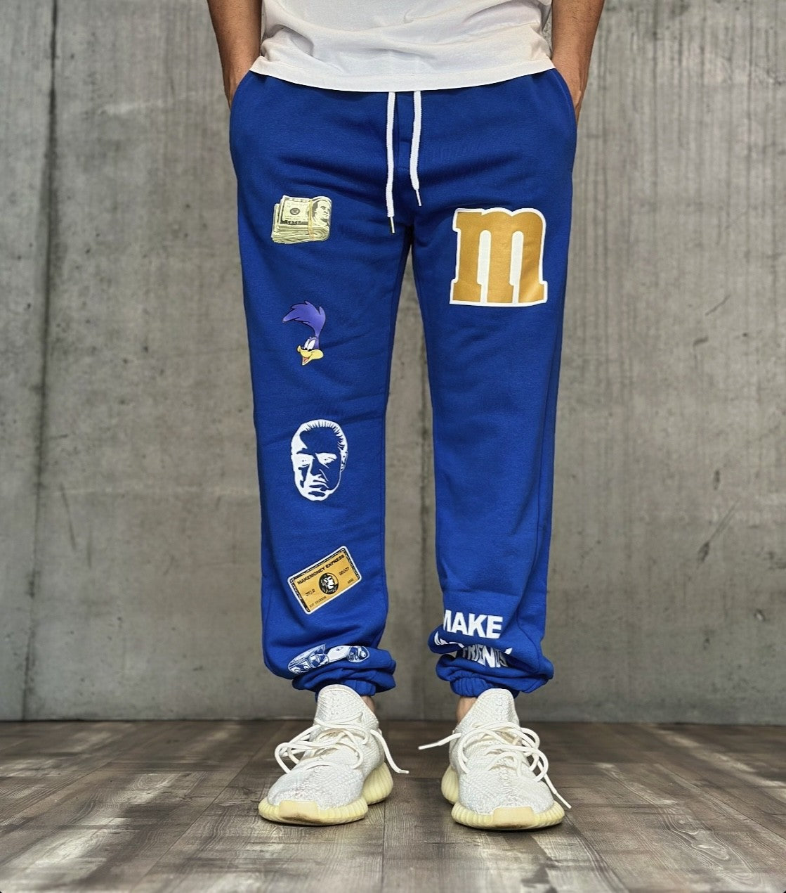 PANTALONE TUTA + ST. M&M - MAKE MONEY NOT FRIENDS - *ART. MU4003 - COL. ROYAL